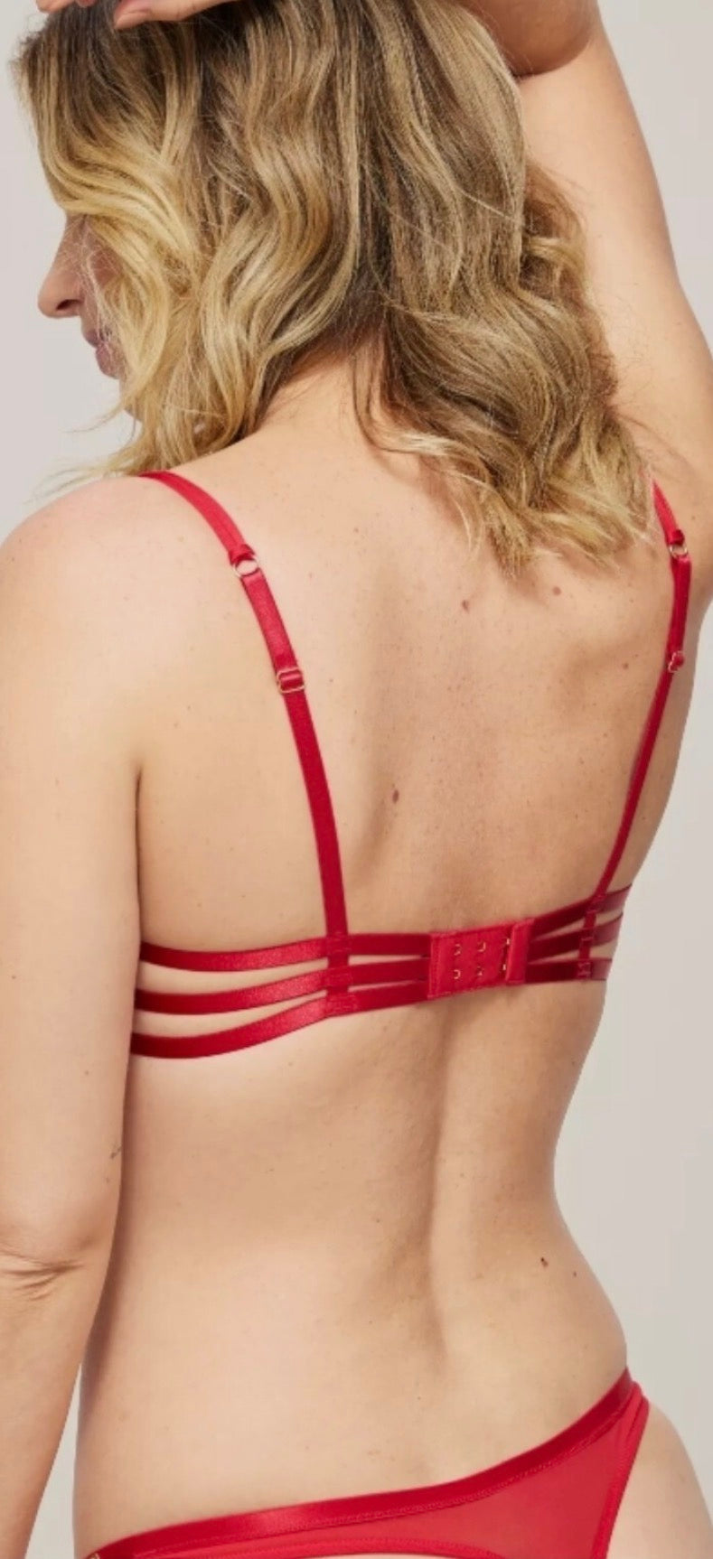‘Claudette’ spot balcony bra in red size 36C