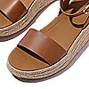 FITFLOP f-mode espadrille leather flat form in deep tan size 5 (38)
