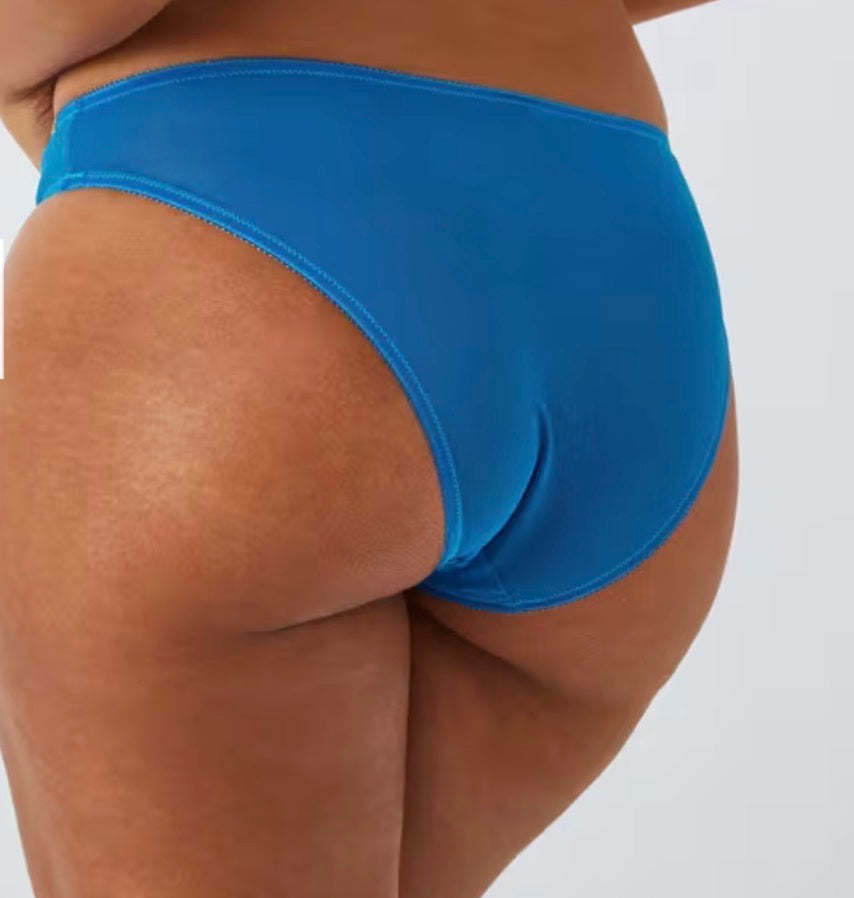 ‘Kiki’ fruity embroidered briefs in blue size 18