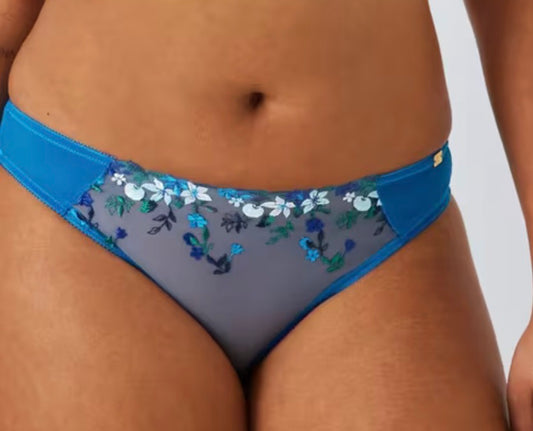 ‘Kiki’ fruity embroidered briefs in blue size 18