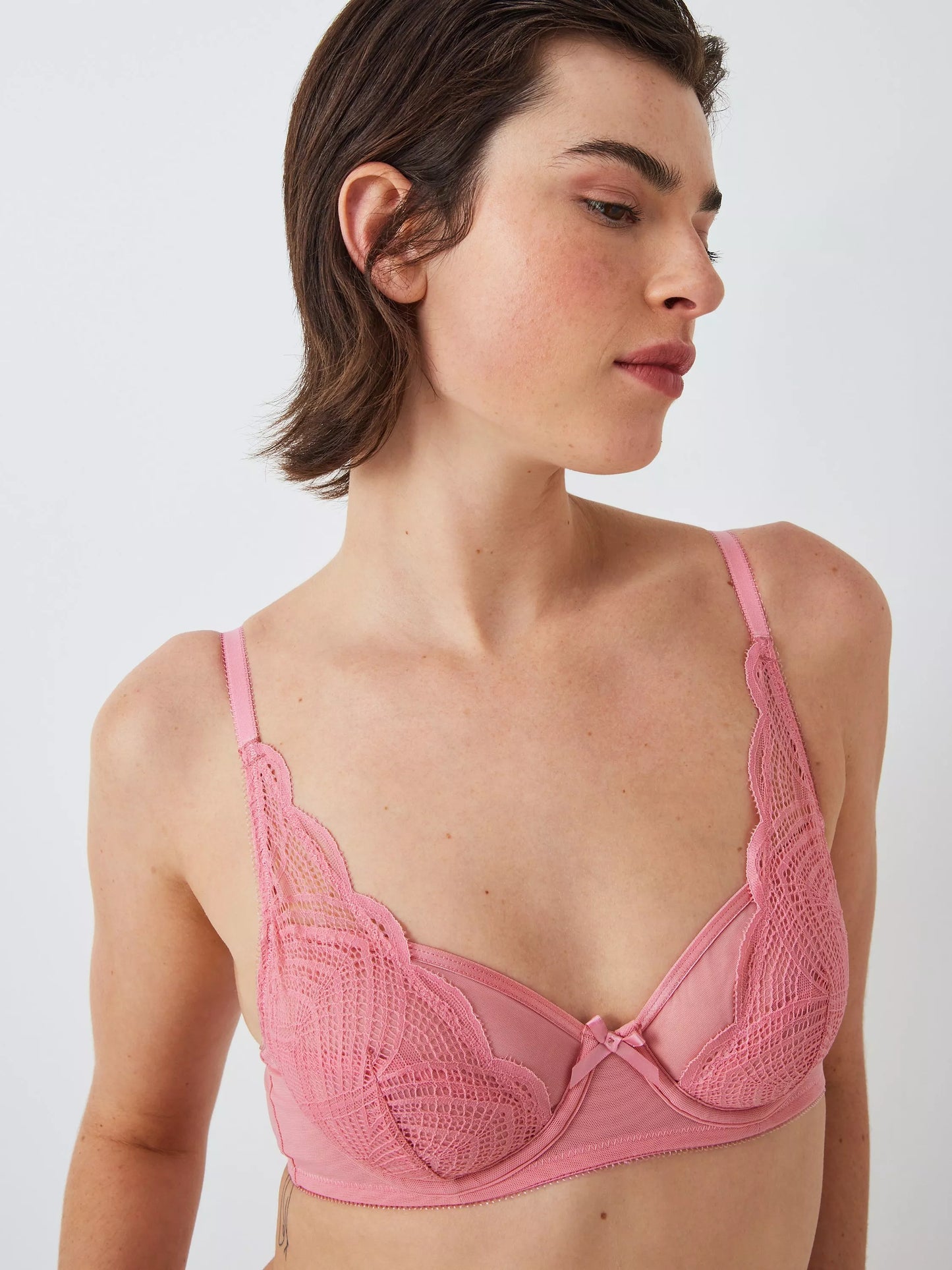 ‘Mabel’ high apex, non padded plunge bra in rose