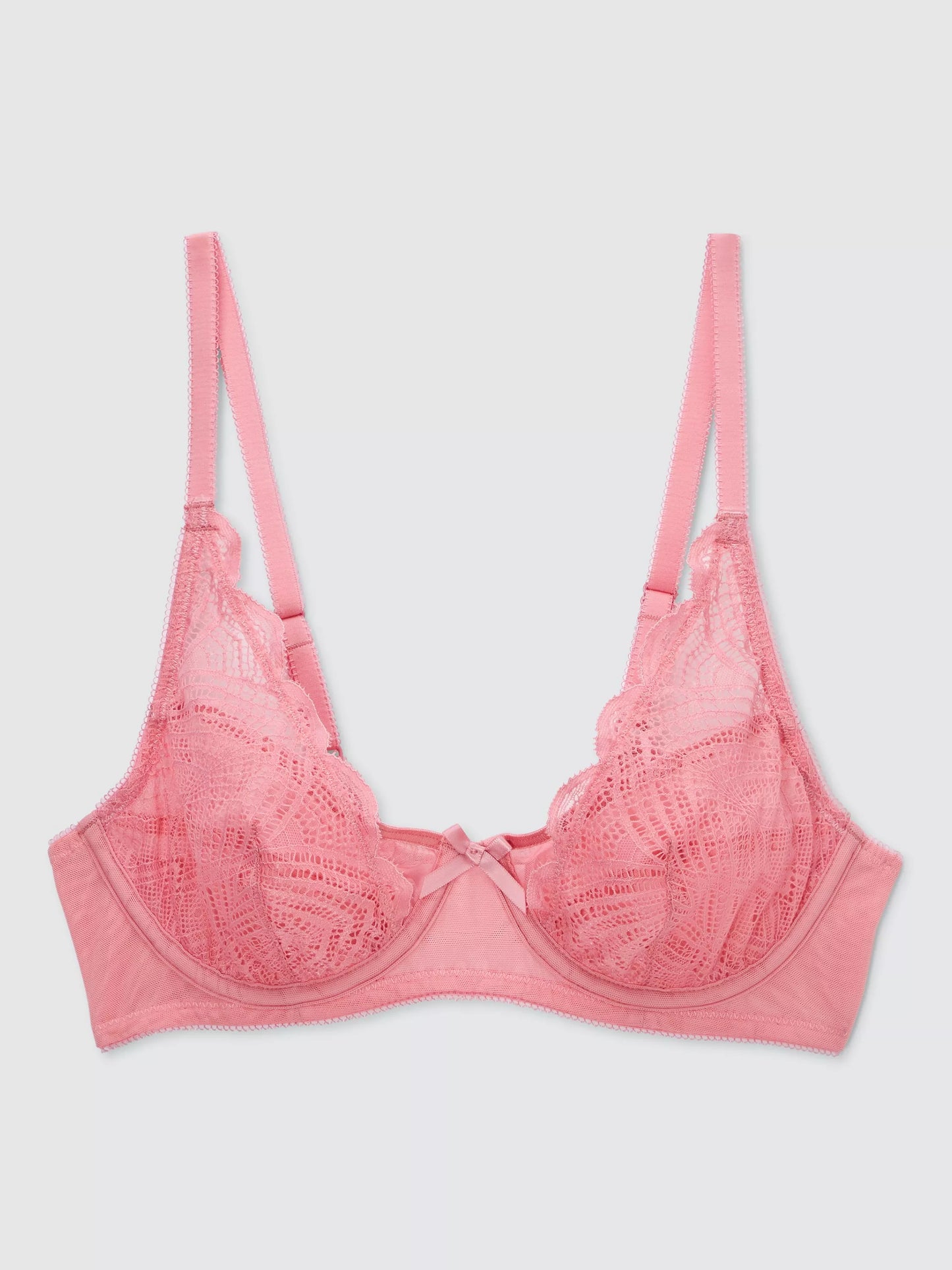 ‘Mabel’ high apex, non padded plunge bra in rose