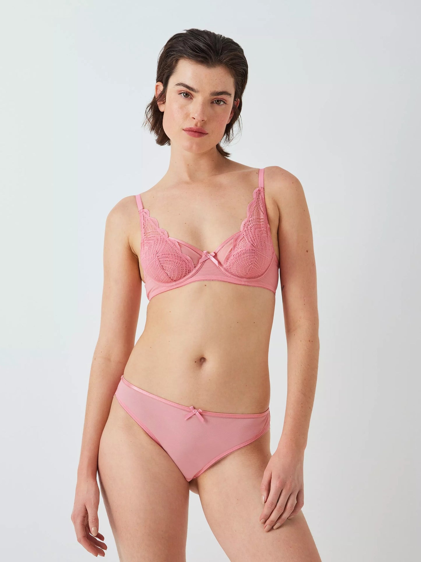 ‘Mabel’ high apex, non padded plunge bra in rose