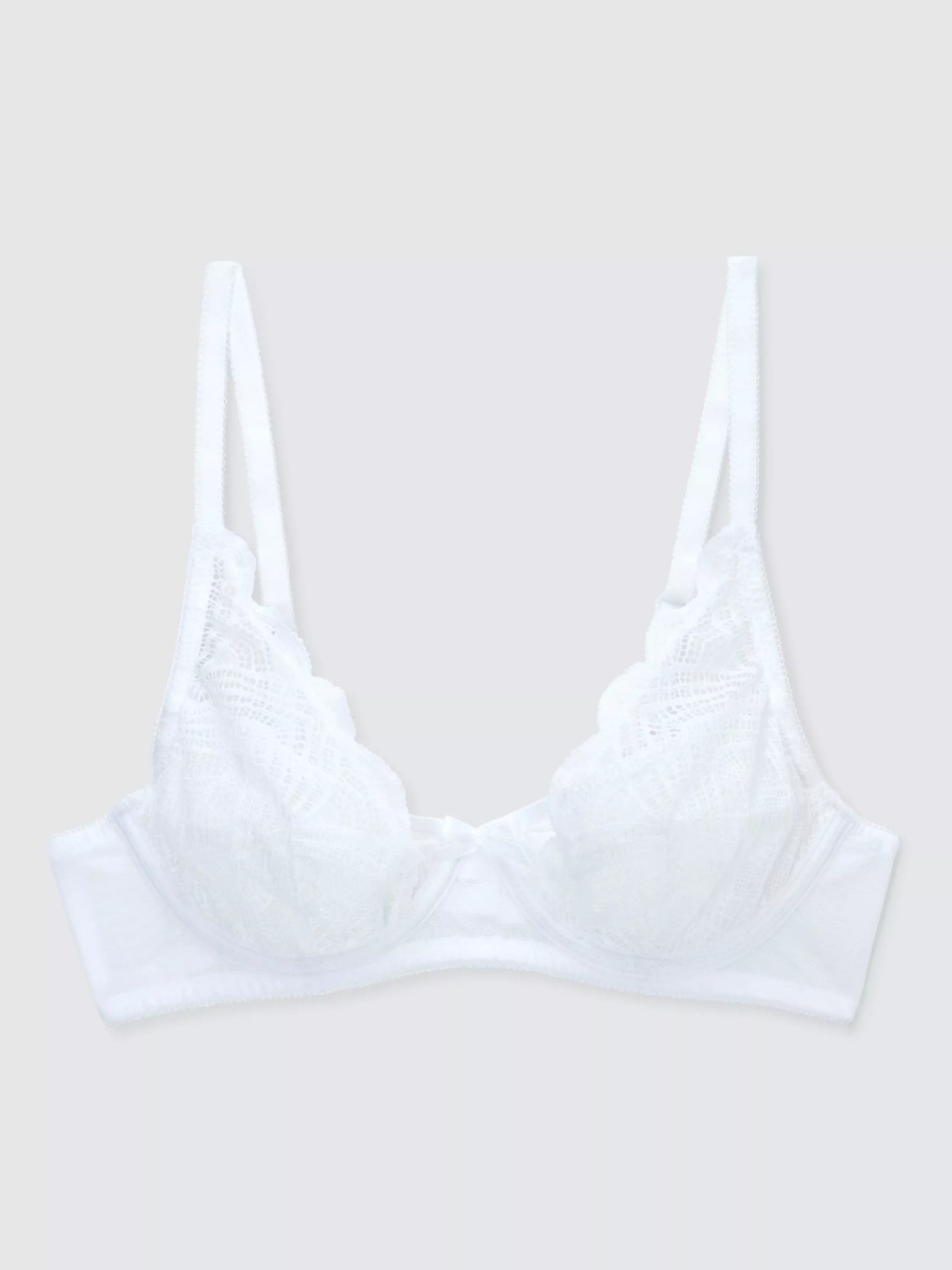‘Mabel’ high apex, non padded plunge bra in white