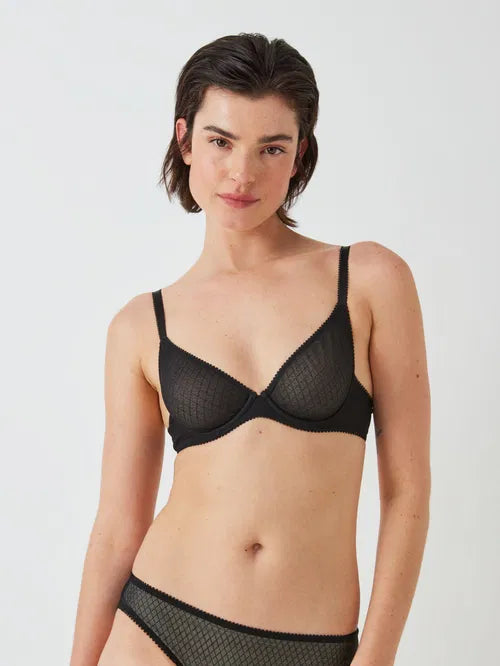 ‘Marley’ geo plunge bra in black