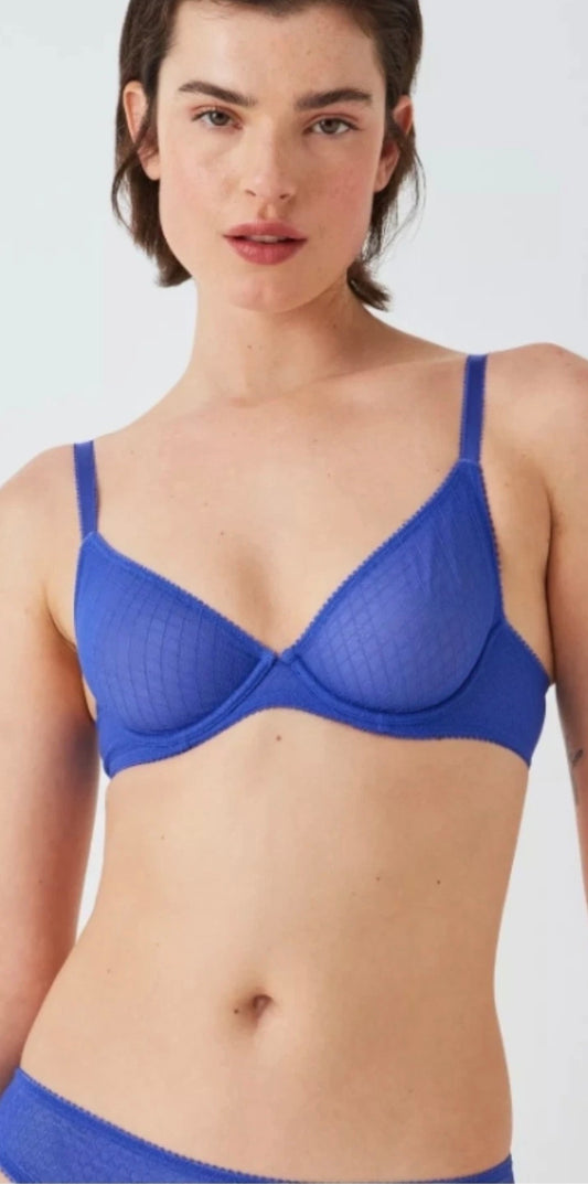‘Marley’ geo plunge bra in cobalt blue