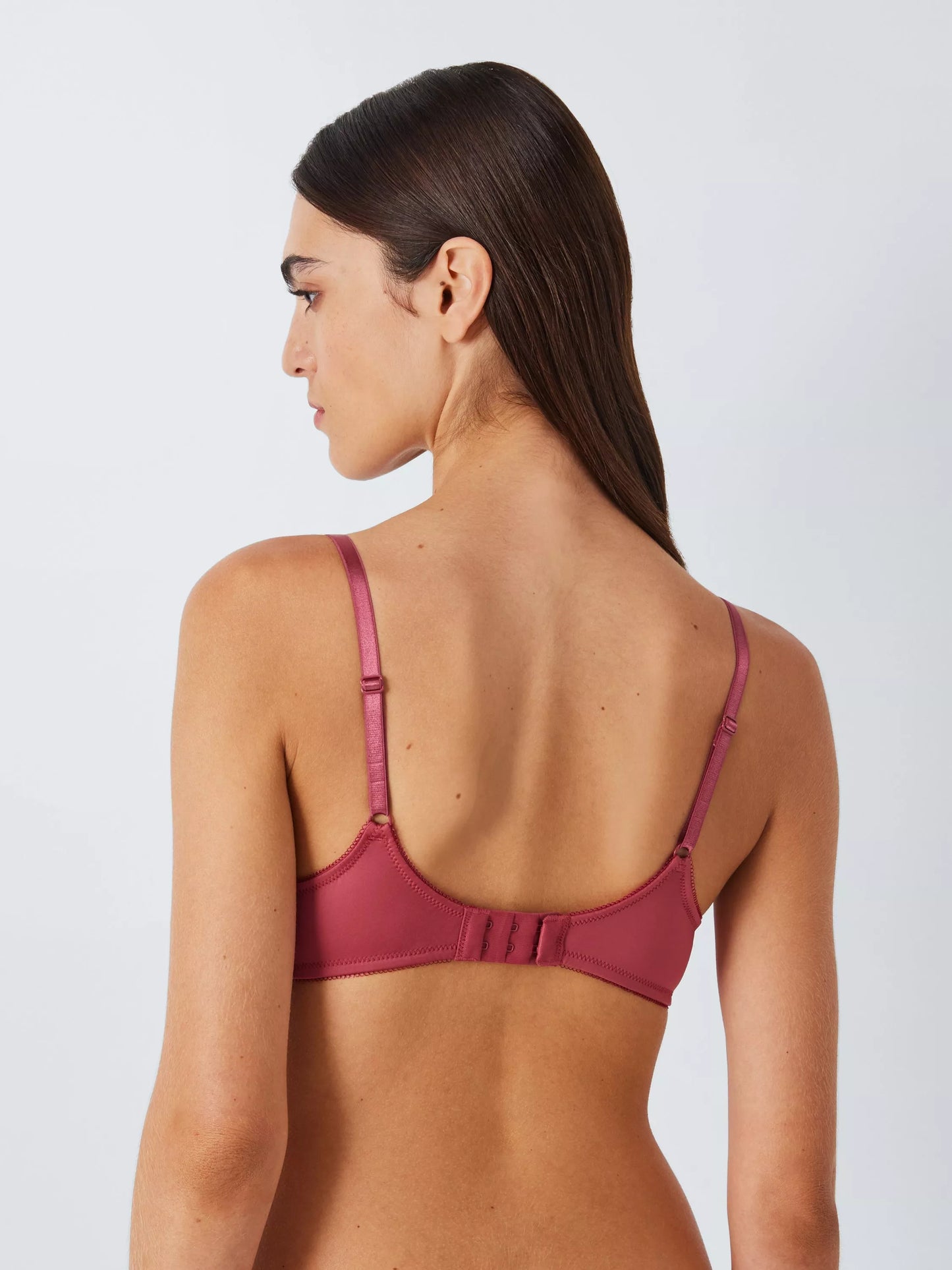 ‘Felicity’ high apex, padded, lace plunge bra in earth red