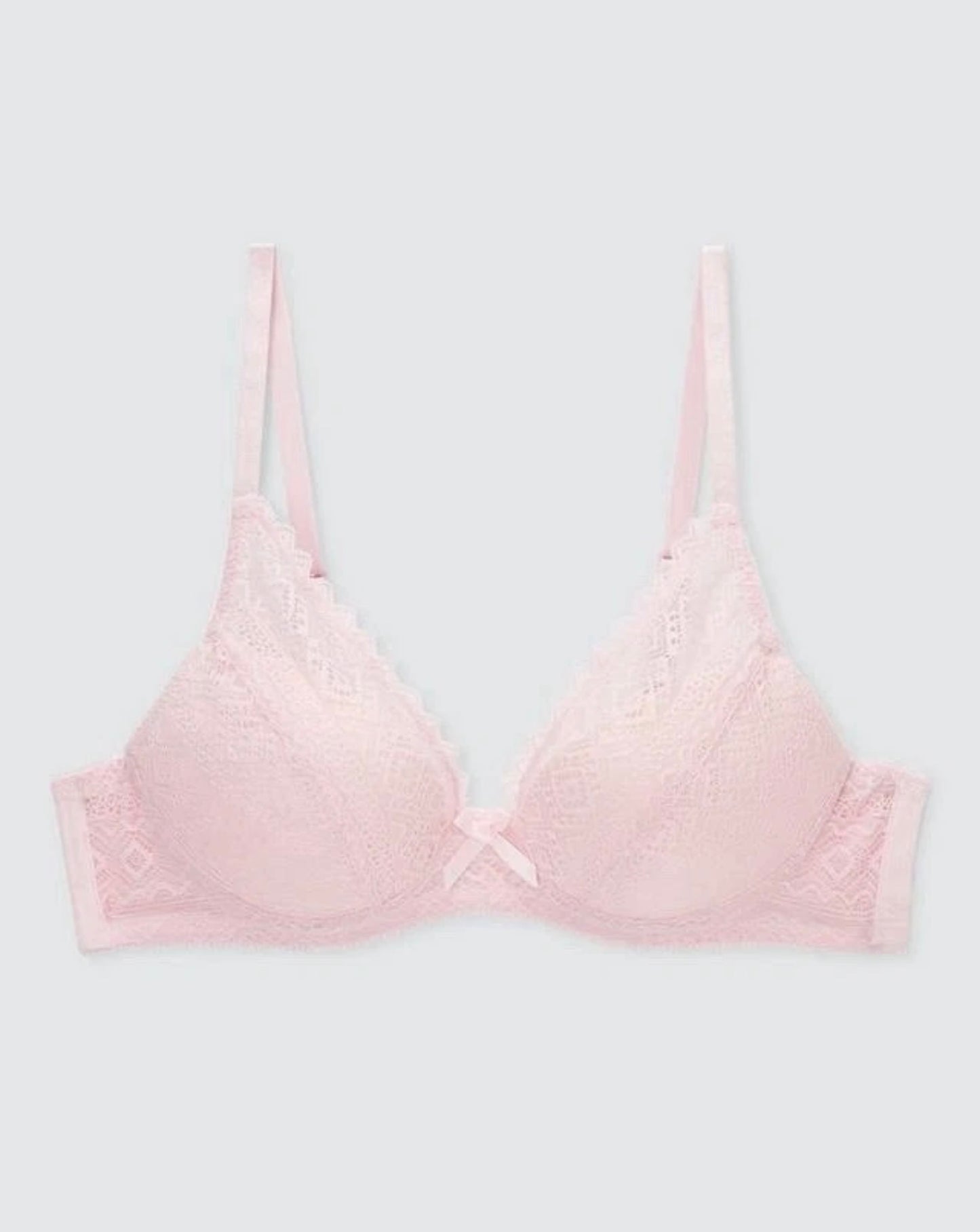 ‘Felicity’ high apex, padded, lace plunge bra in soft pink