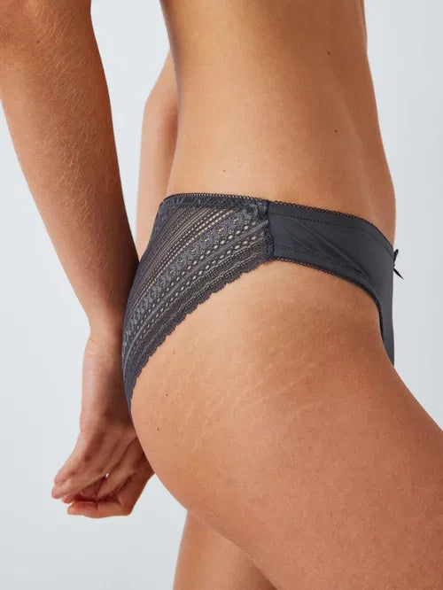 ‘Felicity’ lace back bikini briefs in graphite grey