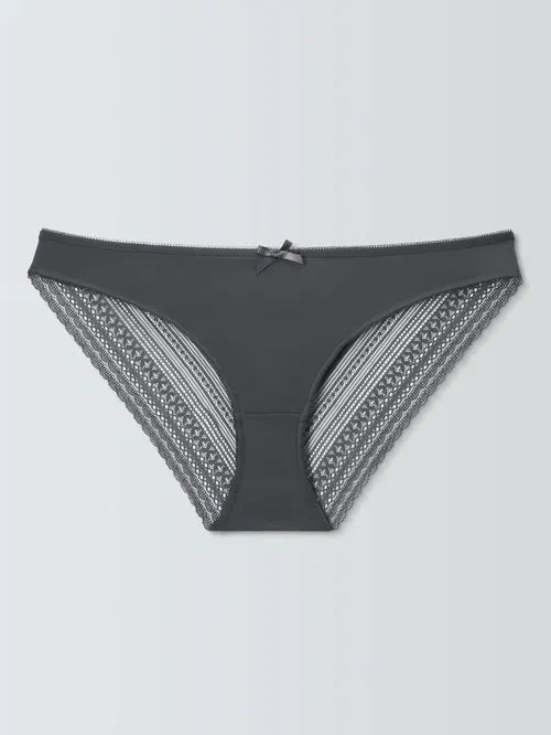 ‘Felicity’ lace back bikini briefs in graphite grey