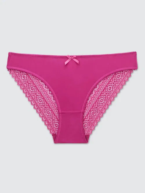 ‘Felicity’ lace back bikini briefs in Fuschia size 16