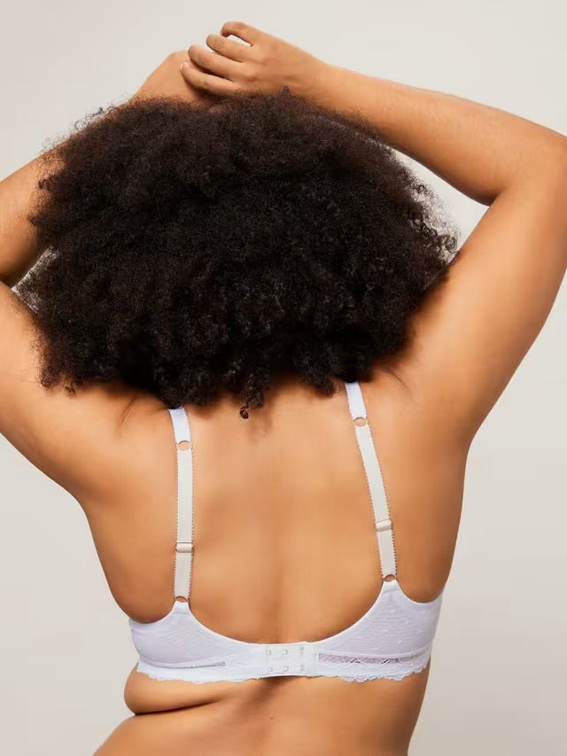 ‘Teagan’ high apex, lightly padded, full support bra in white