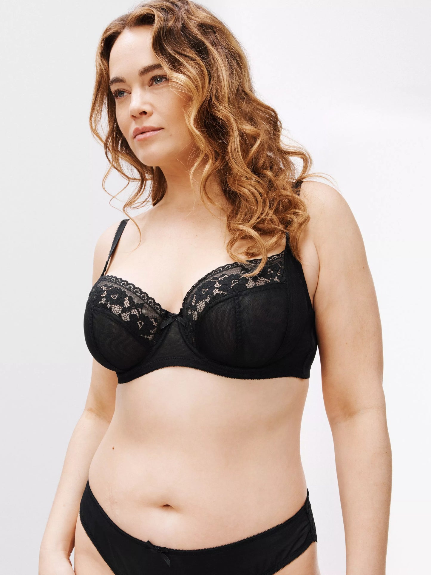 ‘Maisey’ non padded, lace edge bra, in black