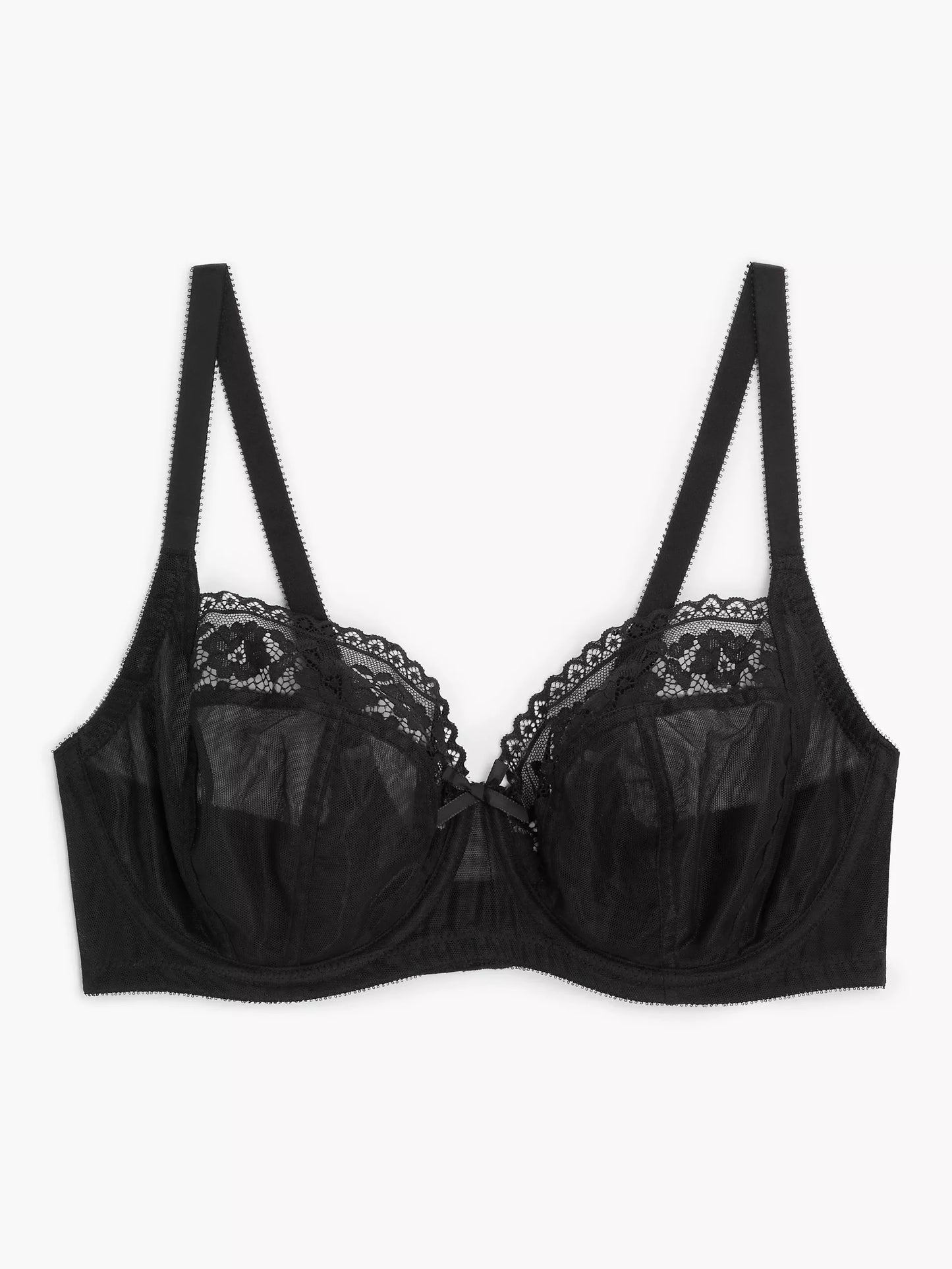 ‘Maisey’ non padded, lace edge bra, in black