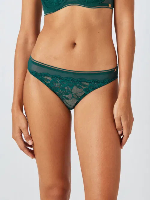 ‘Wren’ lace bikini briefs in dark green size 18