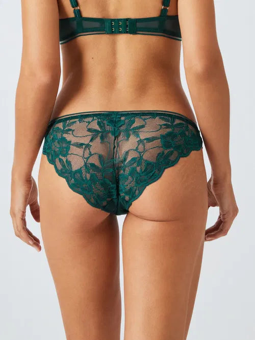 ‘Wren’ lace bikini briefs in dark green size 18