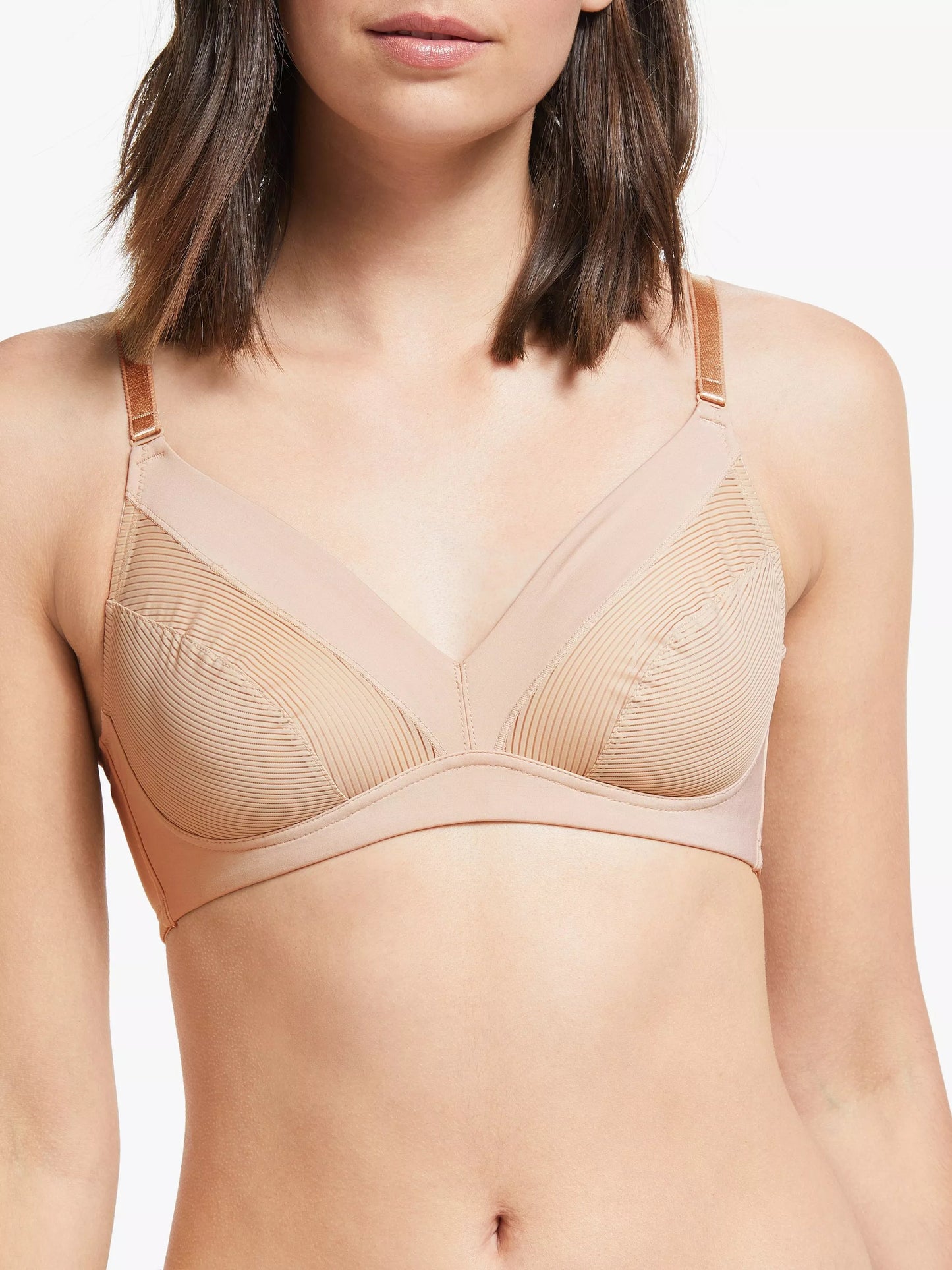 ‘Leah’ non wired, non padded bra in almond