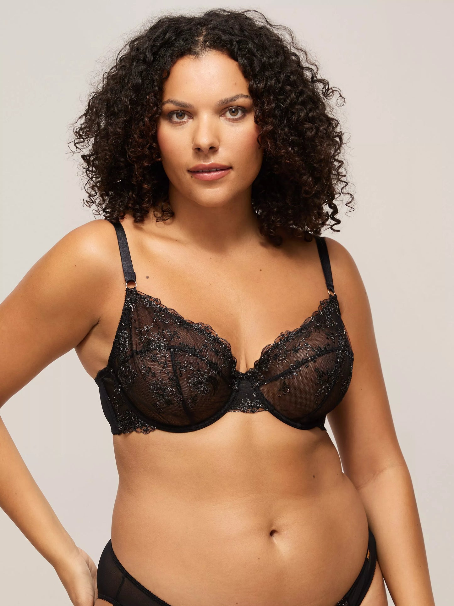 ‘Kiki’ starry night, full support balcony bra in black size 34G
