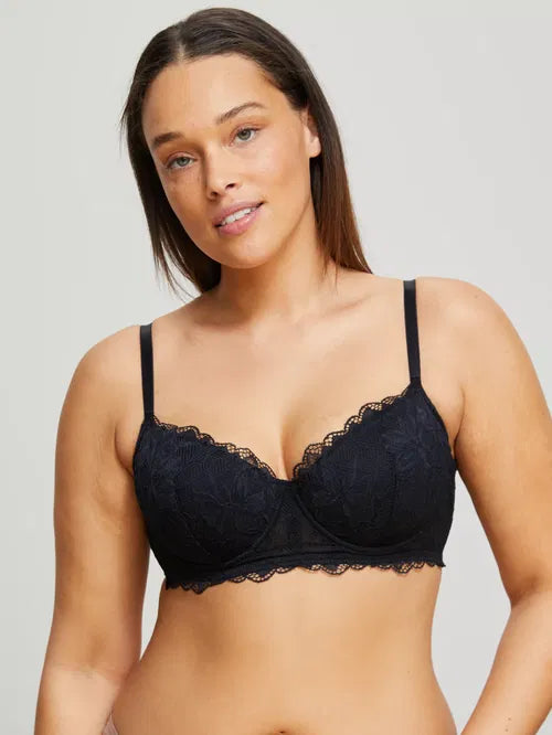 ‘Mimi’ Demi floral lace bra in black