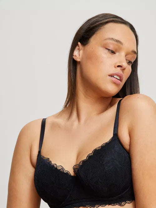 ‘Mimi’ Demi floral lace bra in black