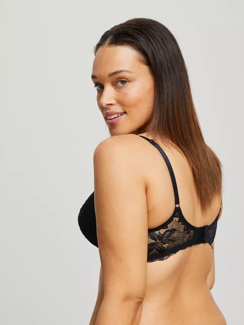 ‘Mimi’ Demi floral lace bra in black