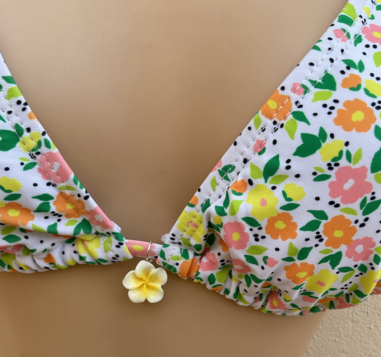 Orange and yellow ditsy flower beaded bikini size S (8)