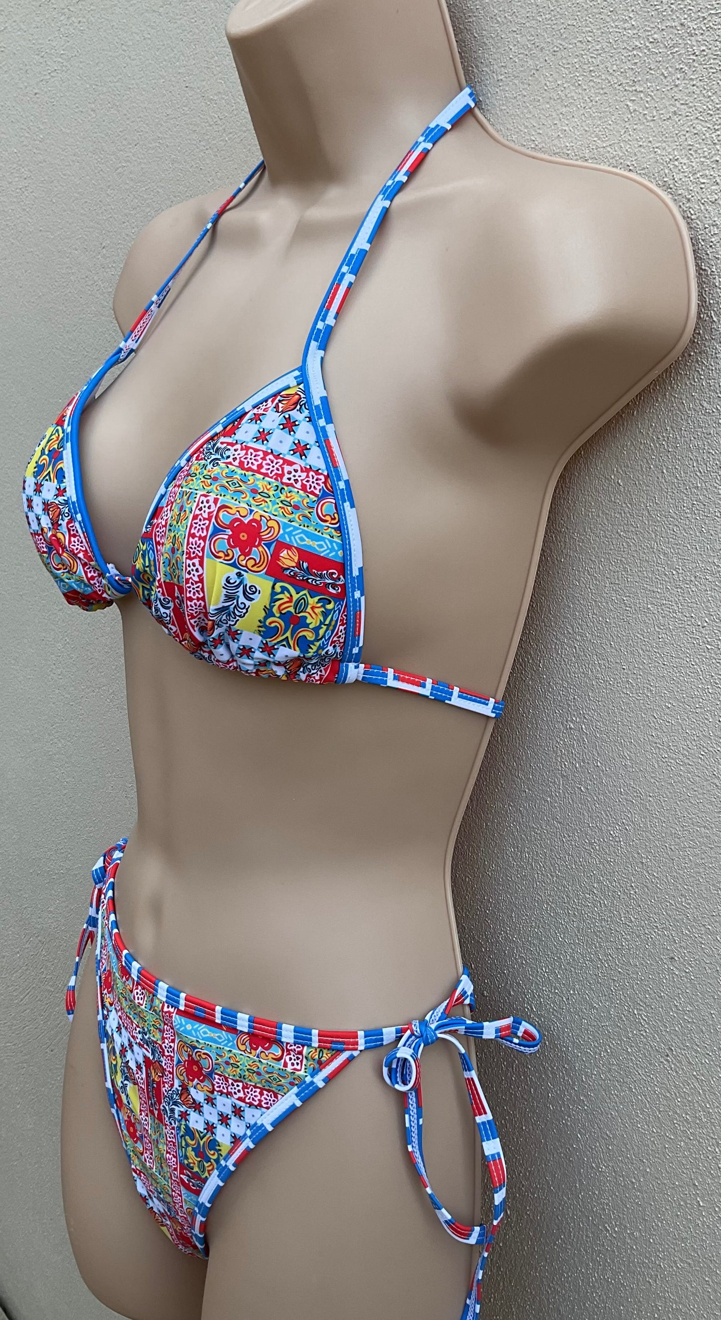 Tile print bikini