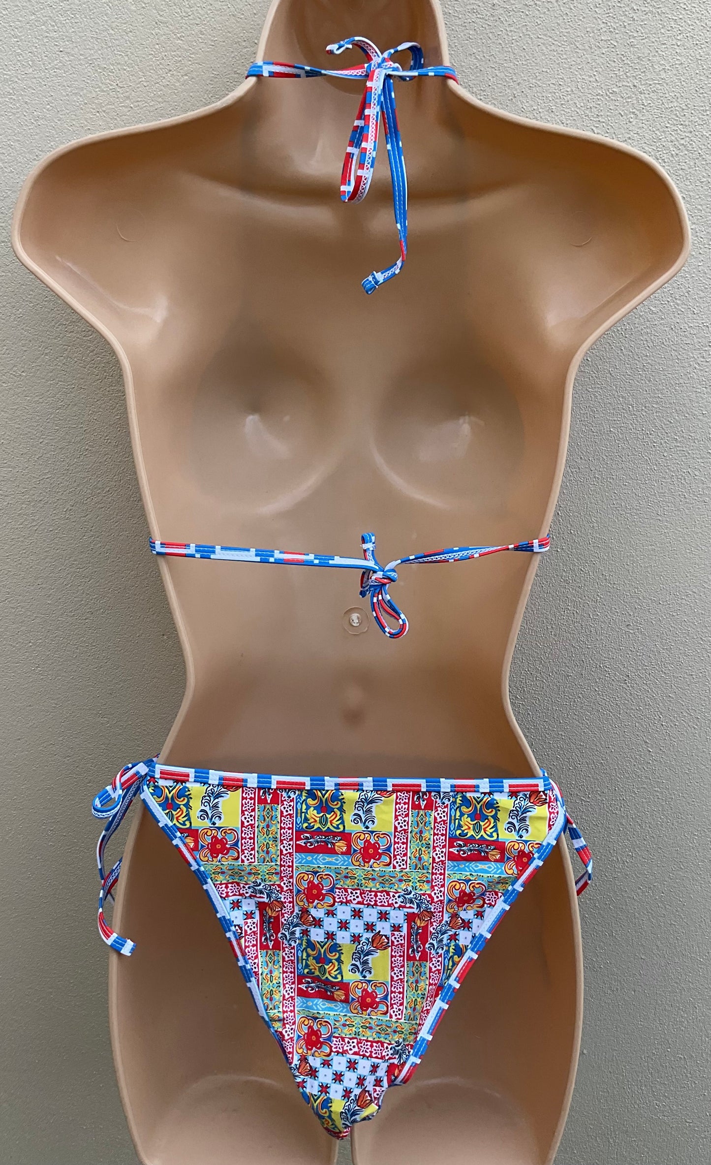 Tile print bikini