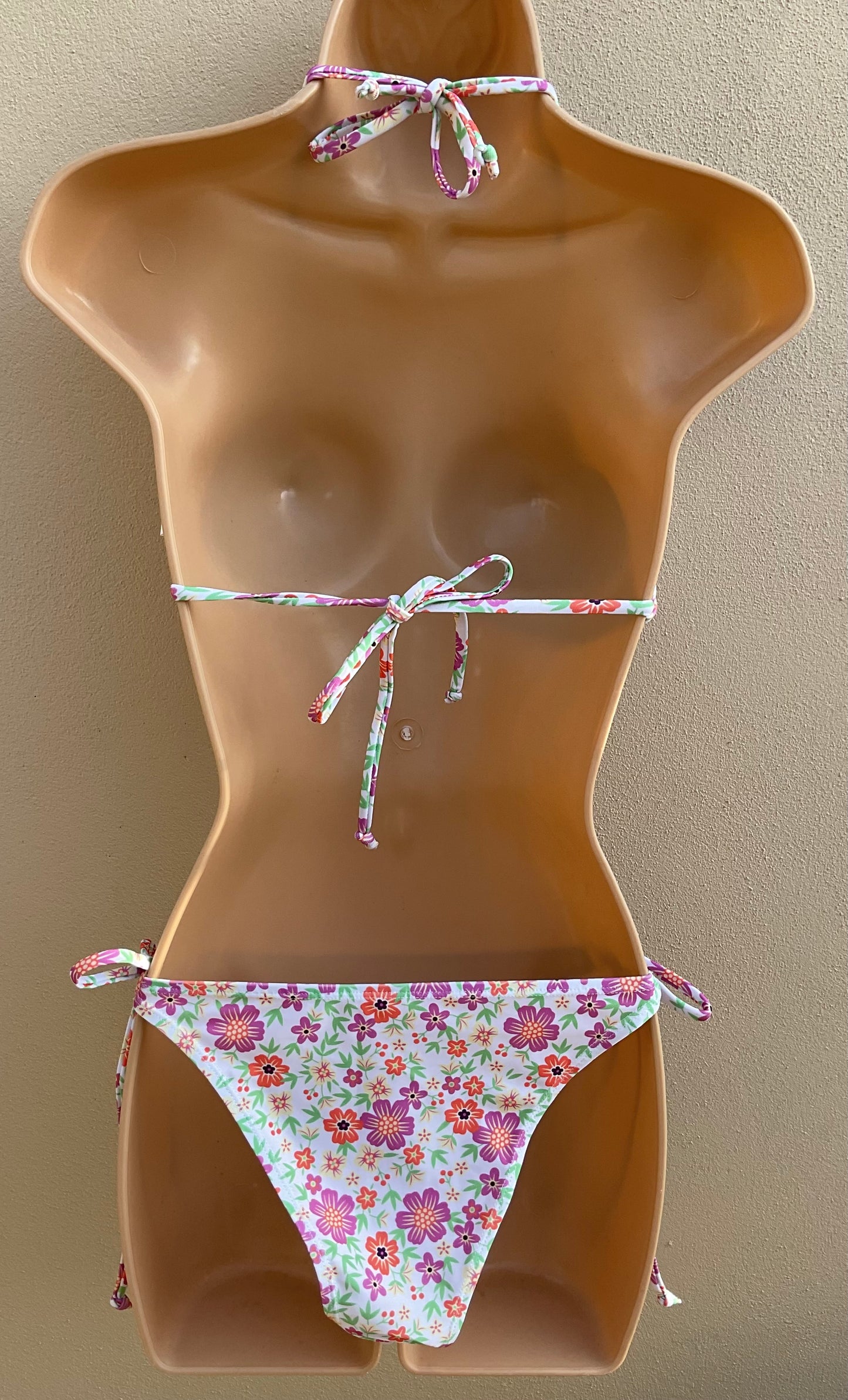 Mauve and orange floral bikini