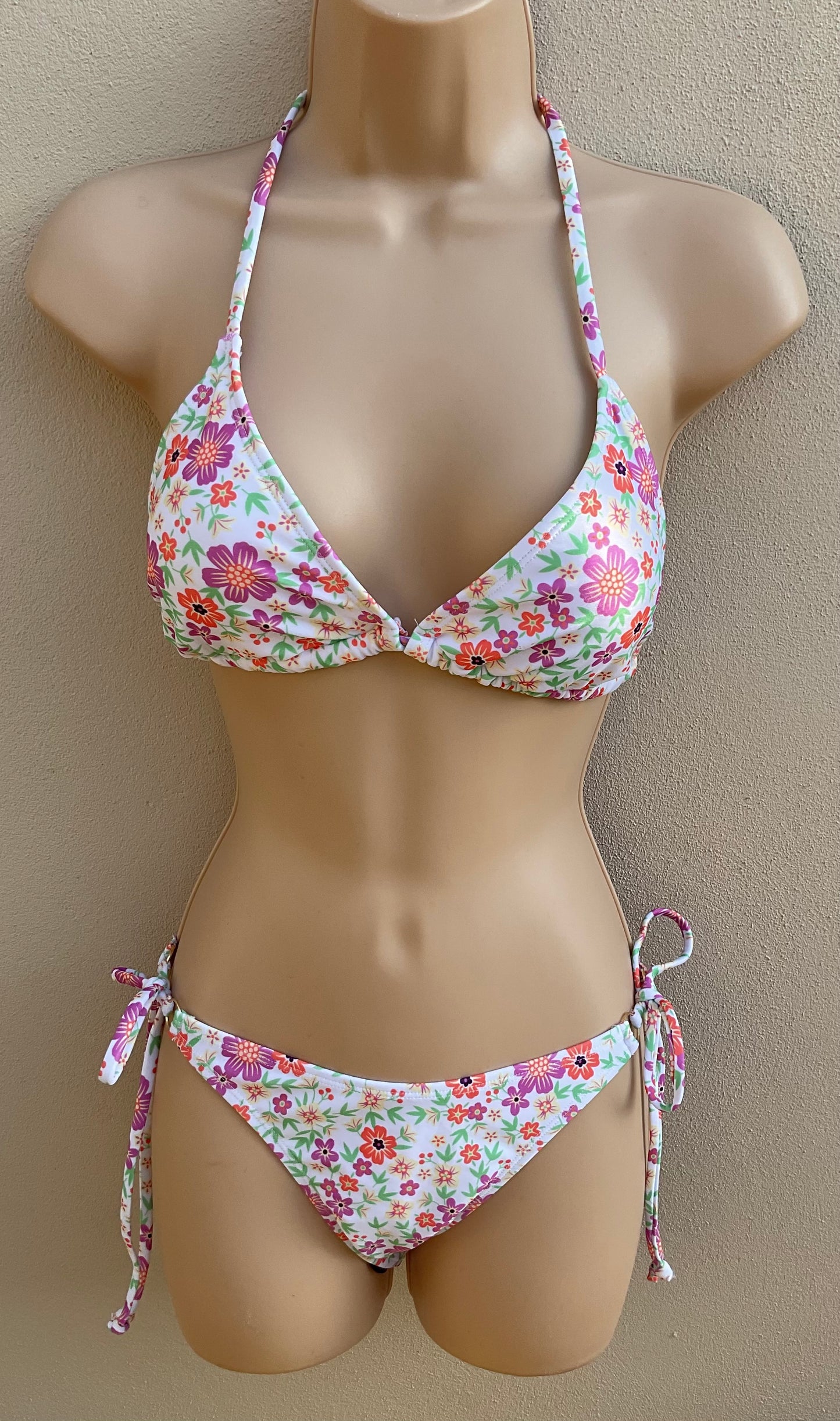 Mauve and orange floral bikini