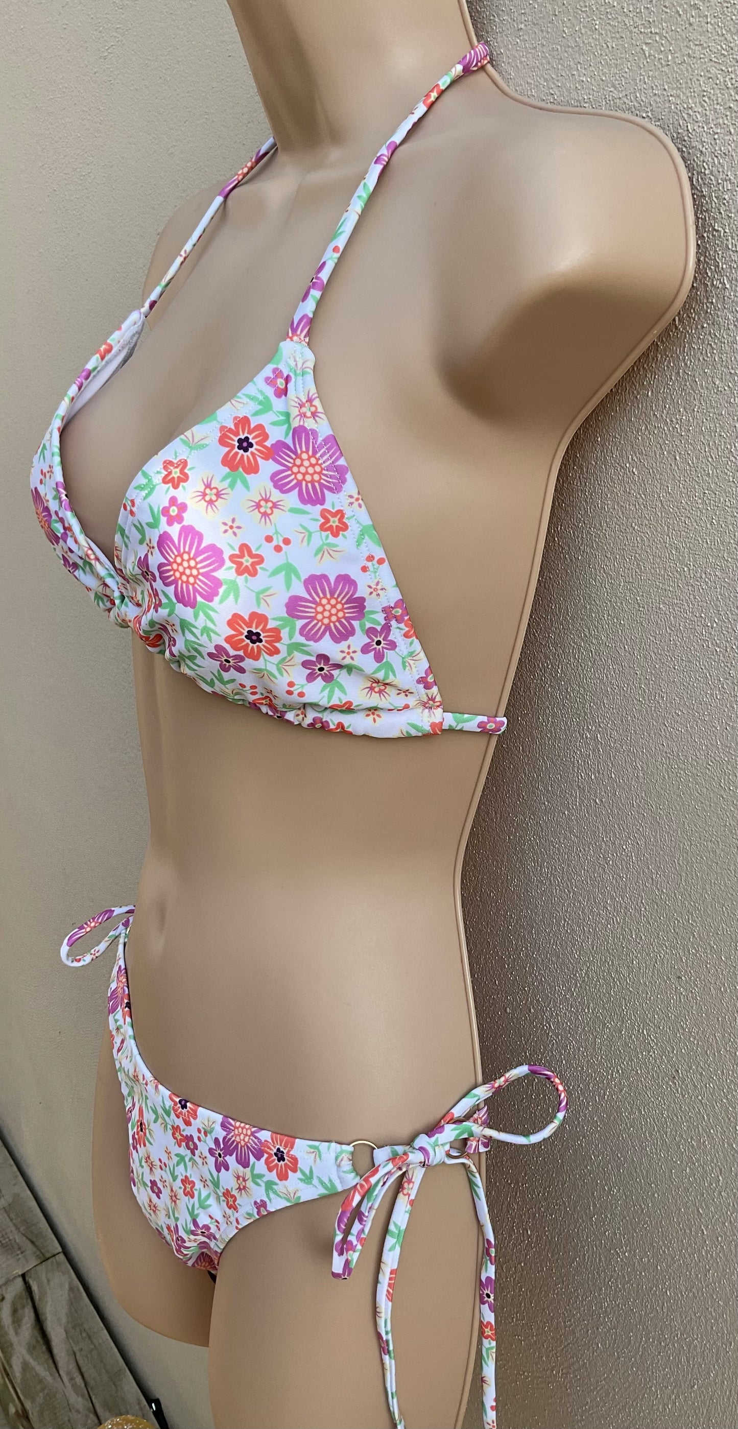 Mauve and orange floral bikini