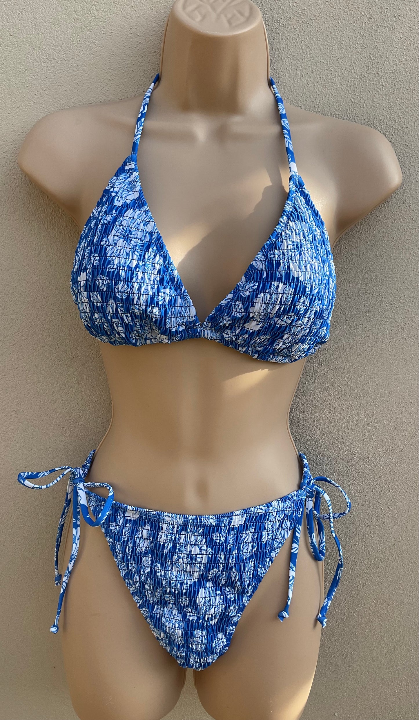 Royal blue shirred bikini size L (12)