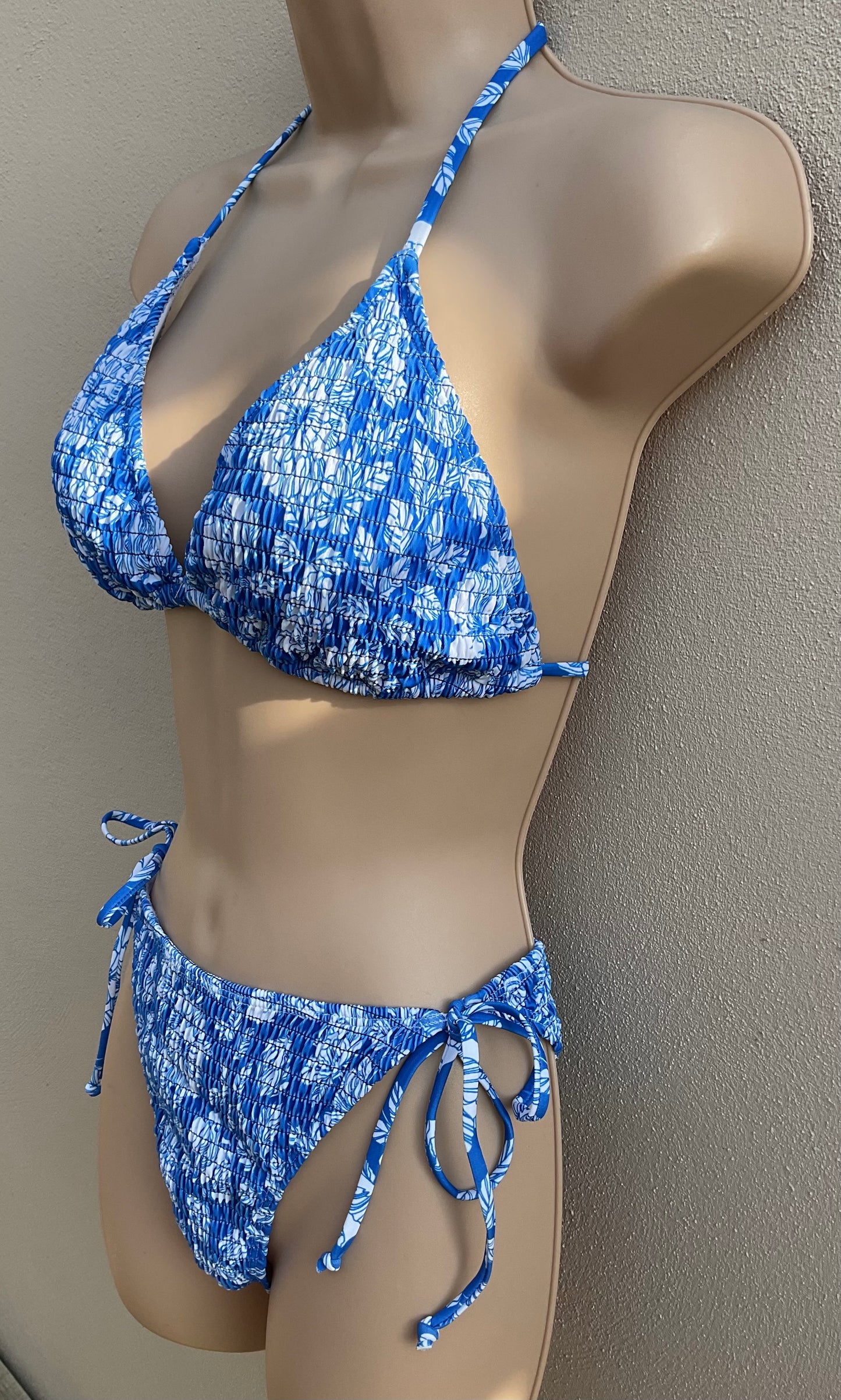 Royal blue shirred bikini size L (12)