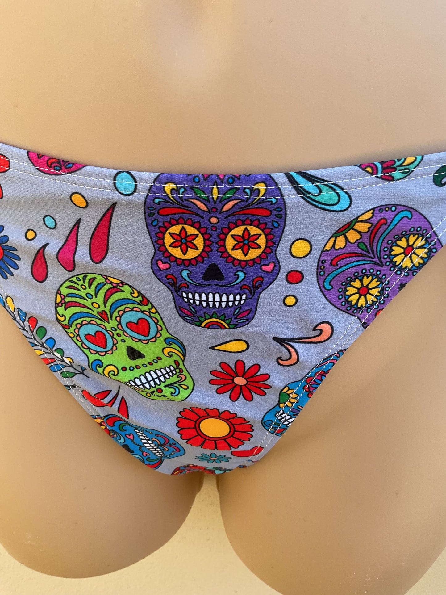 Grey candy skull bikini
