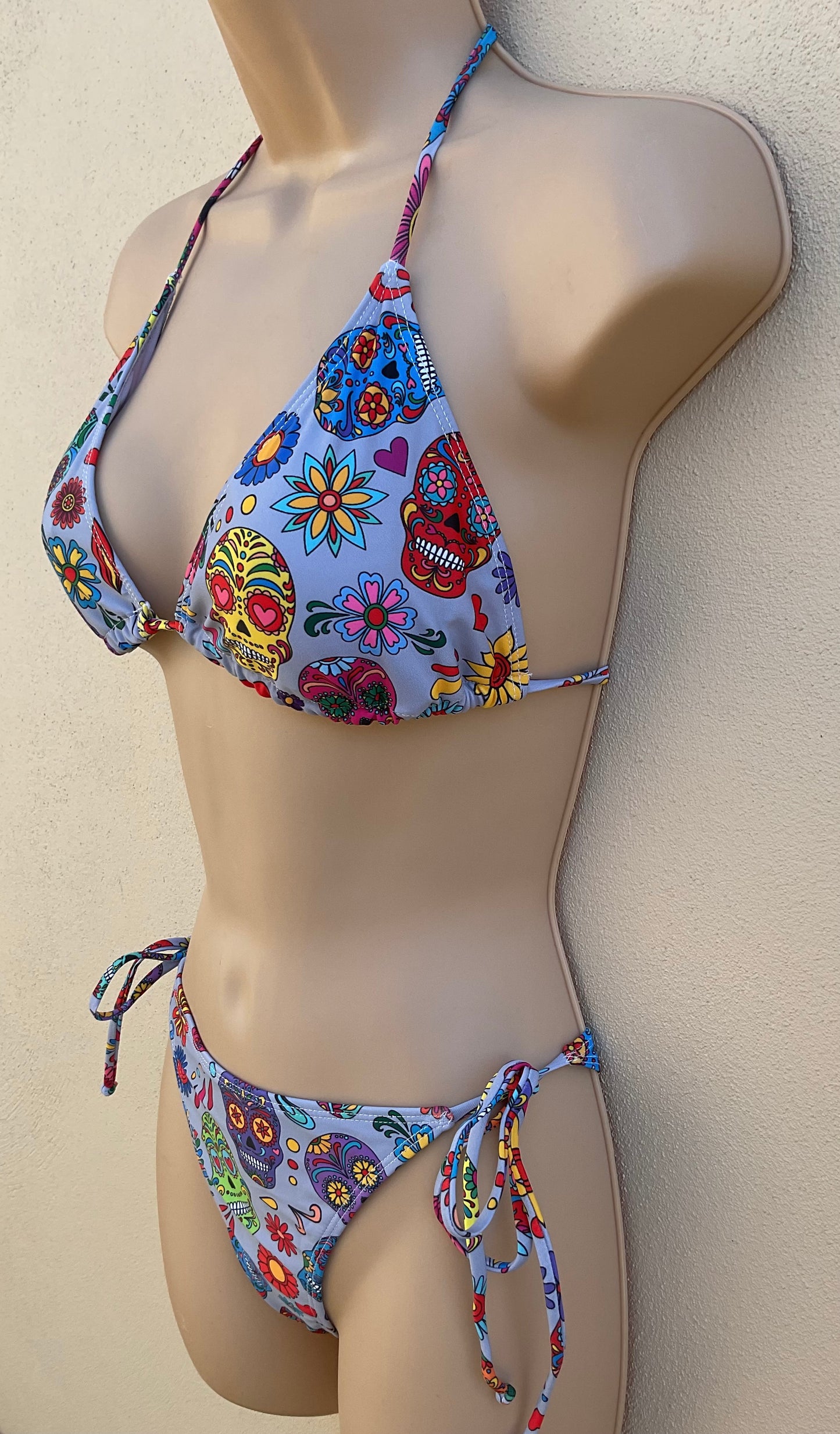 Grey candy skull bikini