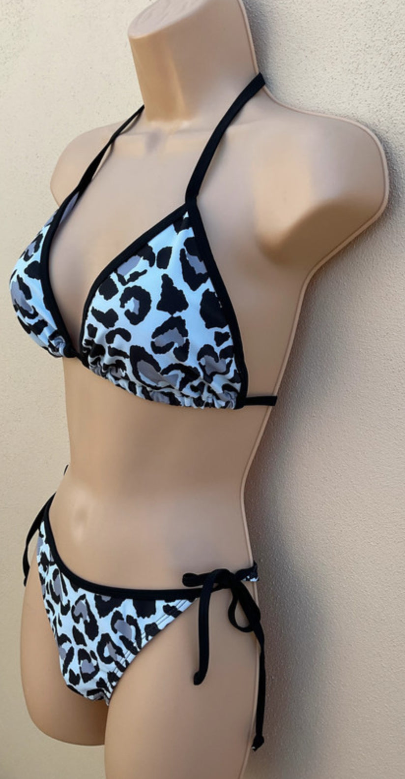 Pale blue leopard print bikini