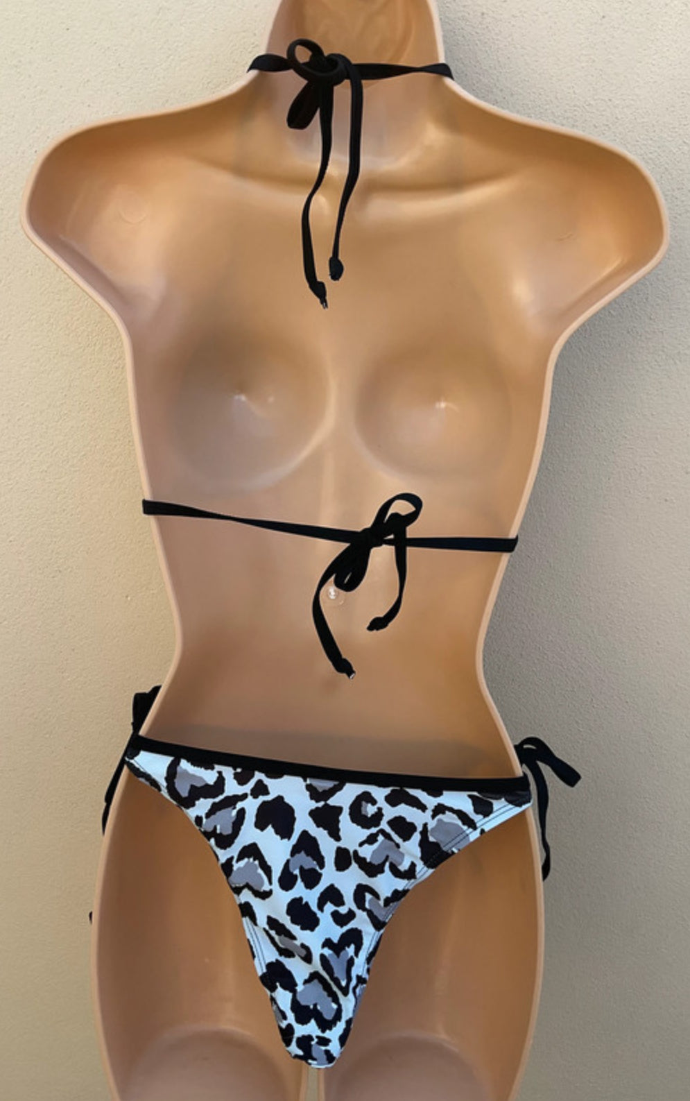 Pale blue leopard print bikini