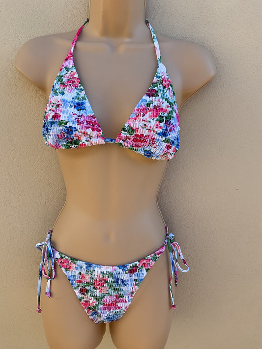 Floral Shirred bikini size S (8)