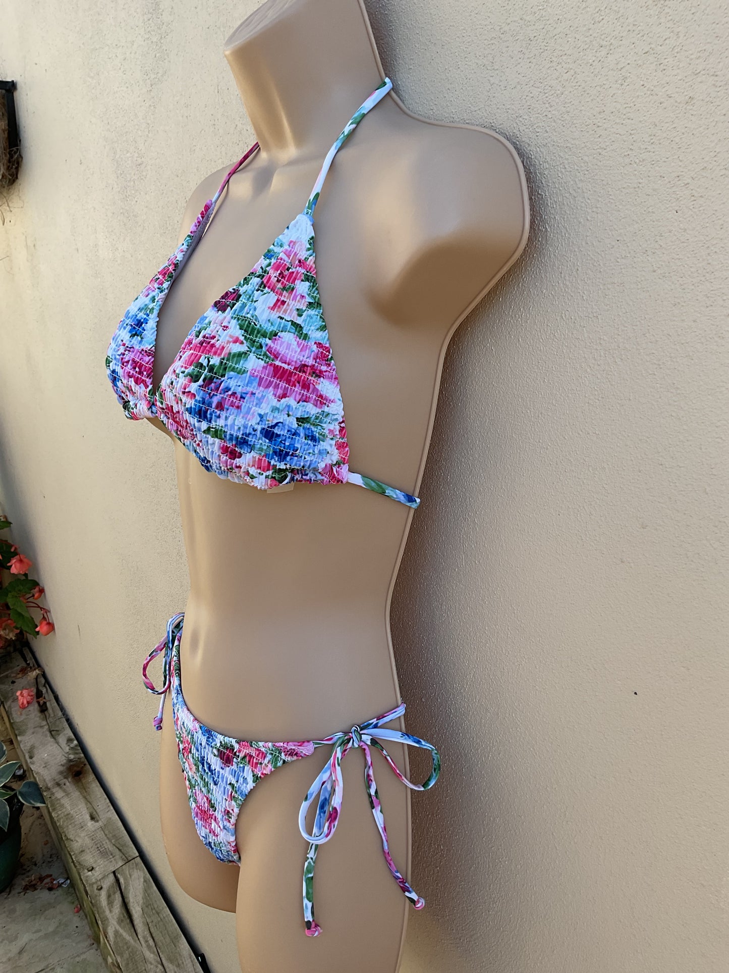 Floral Shirred bikini size S (8)