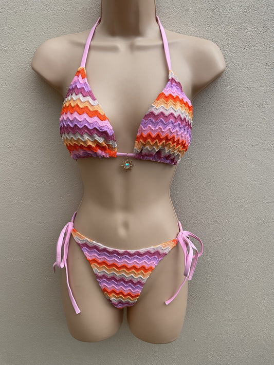 Knitted zig zag bikini size S (8)