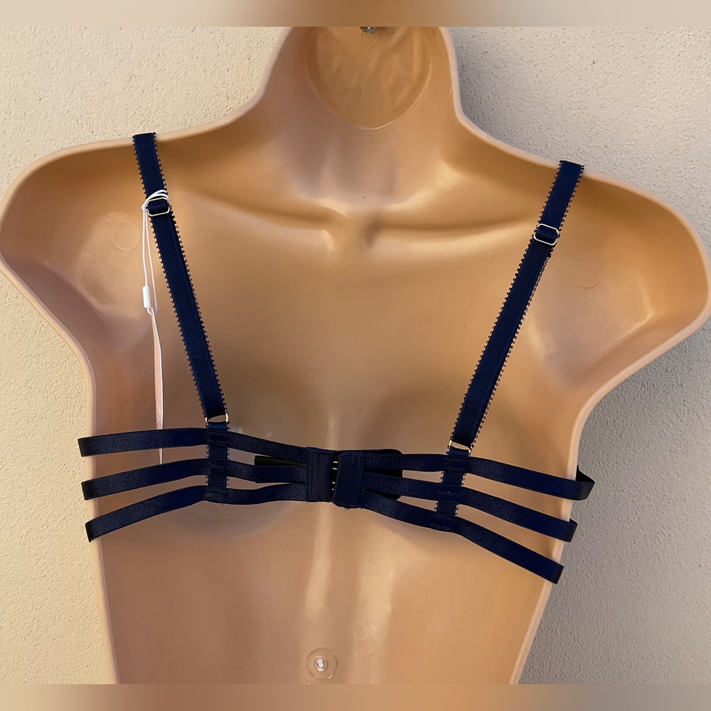 ‘Alexis Soft Bloom’ embroidered bra in metallic navy