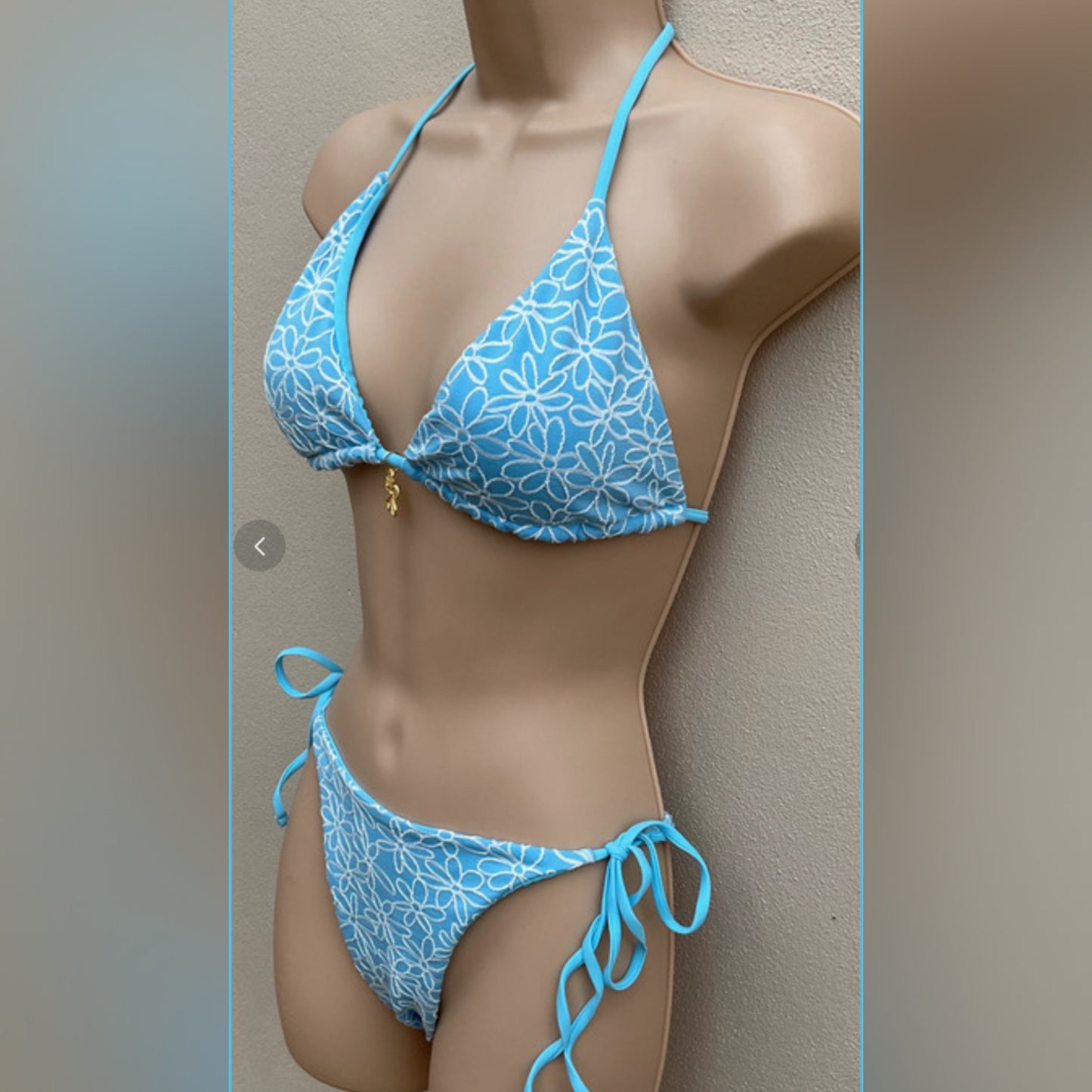 Embroidered flower bikini in sky blue size XL (14)